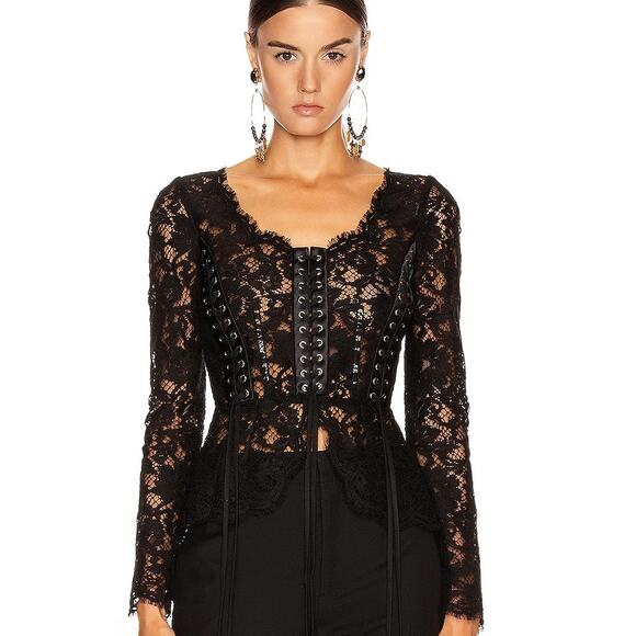 NWT Dolce & Gabbana Black Lace Long Sleeve Top Blouse IT 40 S - Picture 1 of 12